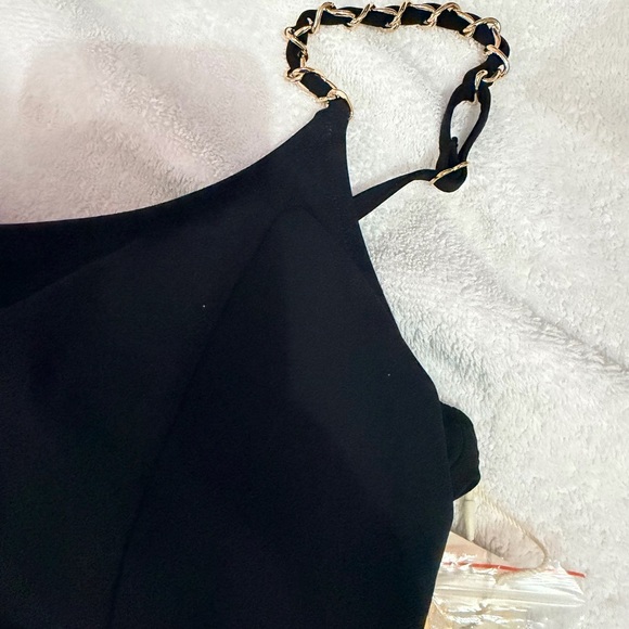 Gottex Navy One-Piece Swimsuit with Chain-Strap and Gold Buttons Luxury - Picture 4 of 10